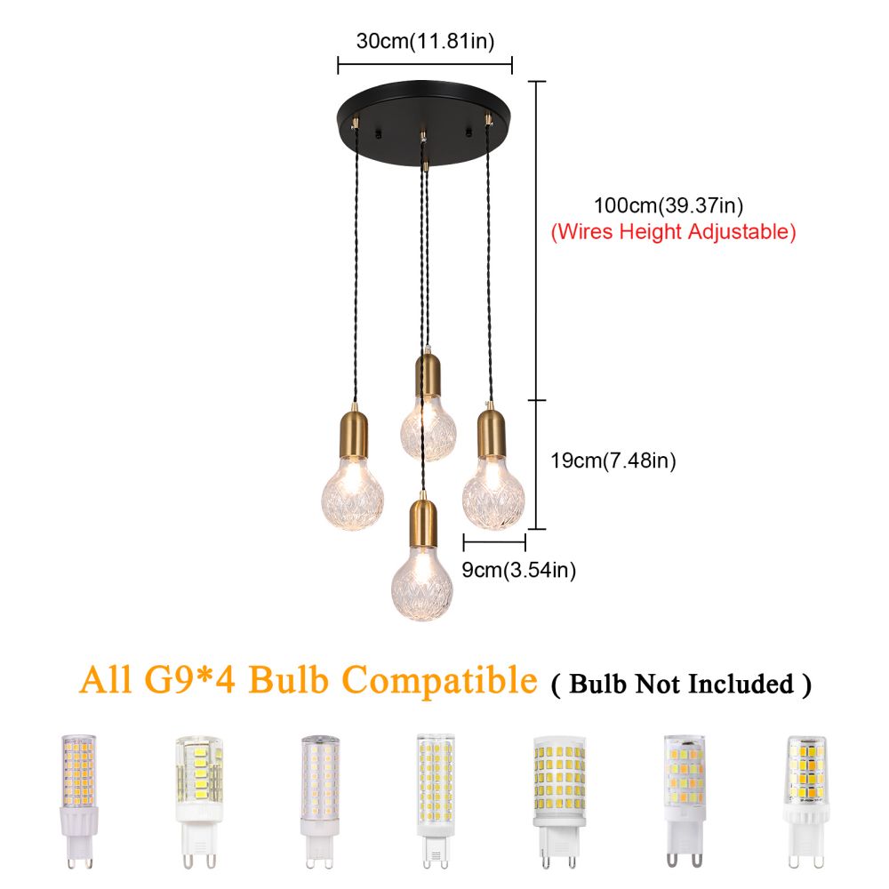 Modern Cluster Pendant Lights - Glass Lightshade + Bronze lamp holder
