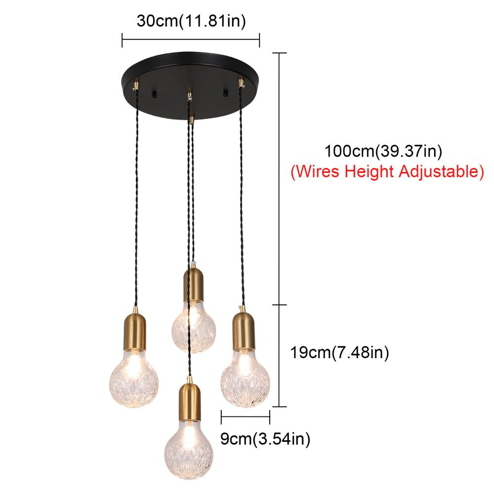 Modern Cluster Pendant Lights - Glass Lightshade + Bronze lamp holder