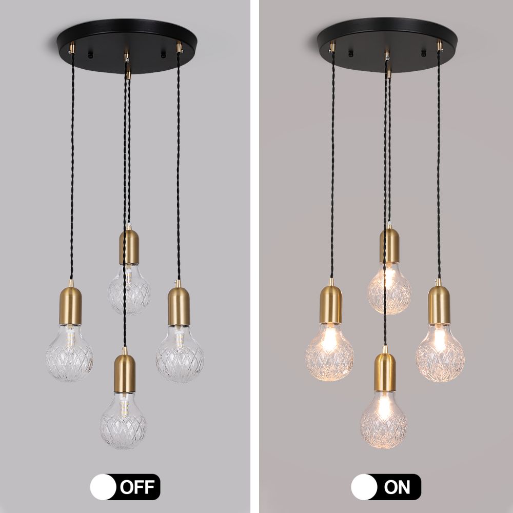 Modern Cluster Pendant Lights - Glass Lightshade + Bronze lamp holder